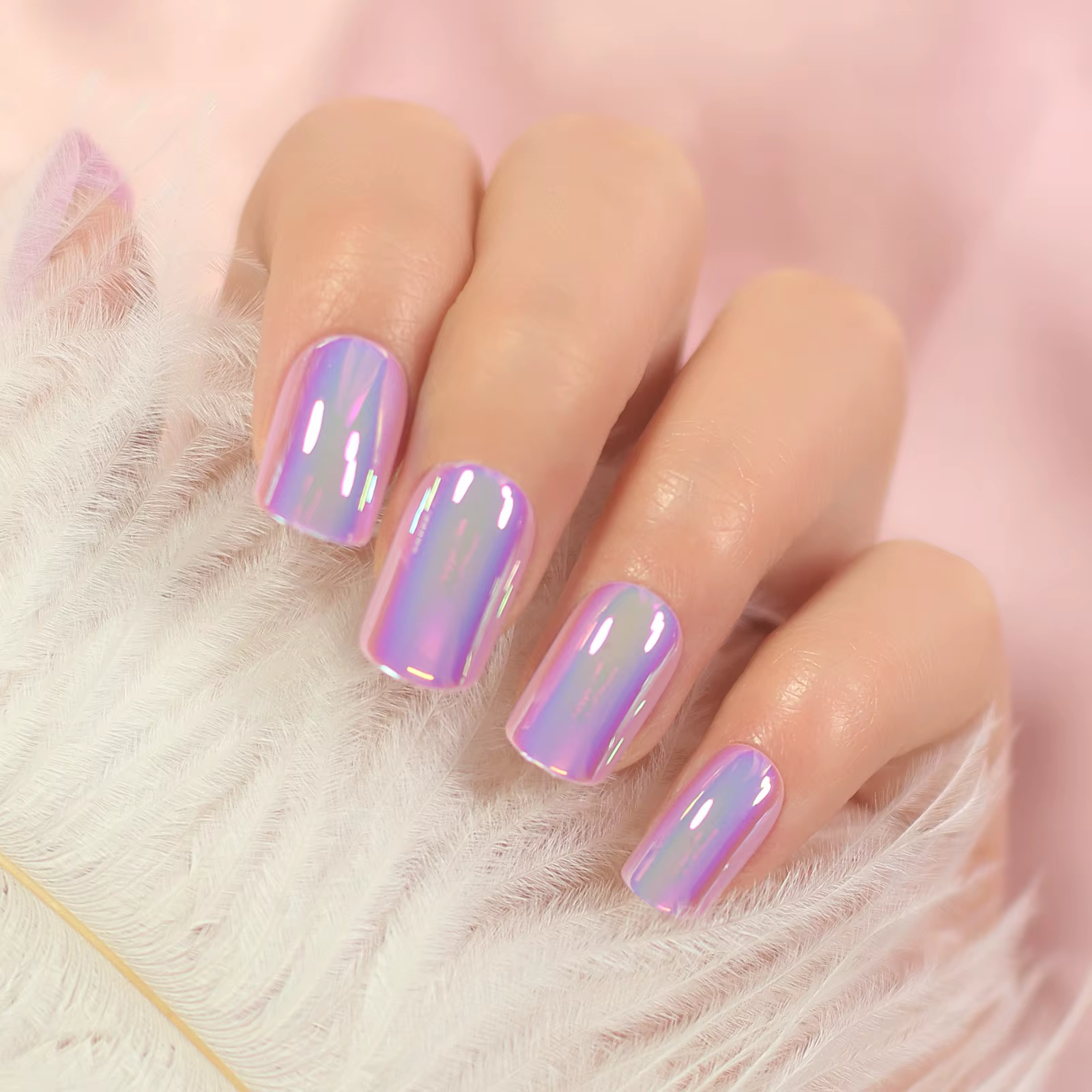 Ongles fantaisie courts et ronds à pression