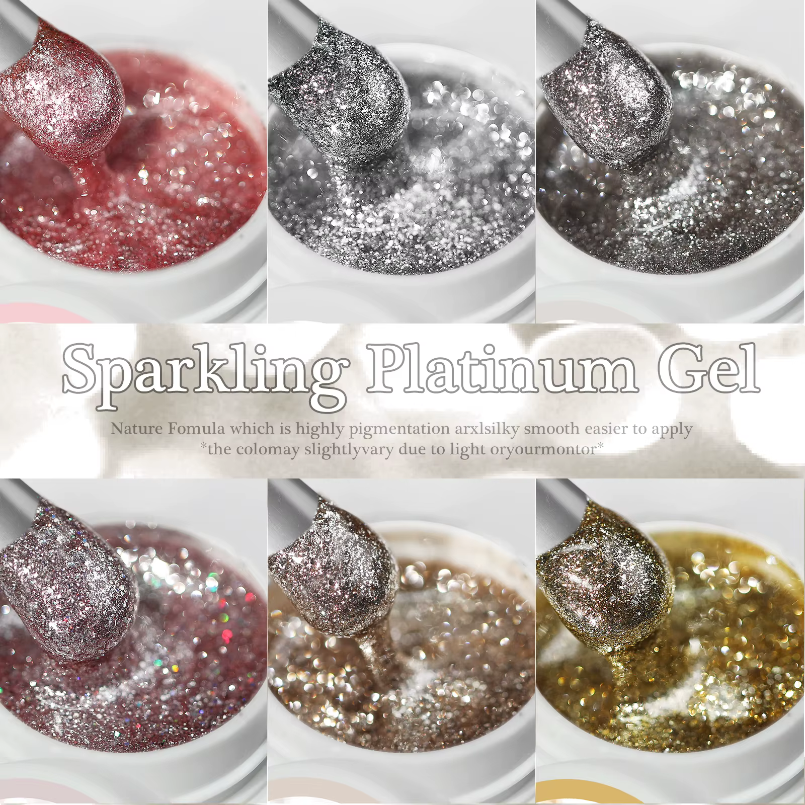 Gel à ongles scintillant or