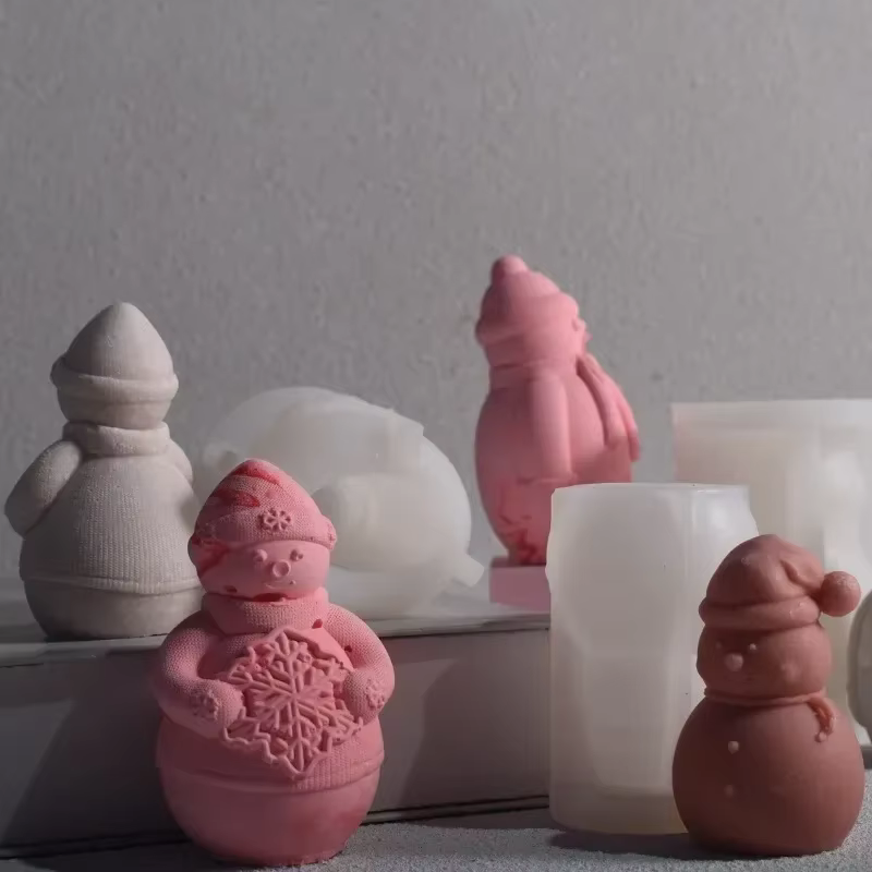 Moule à bougie en silicone flocon de neige 3D, bonhomme de neige fait à la main bricolage, bougie Regina, artisanat en plâtre, moule en résine pour cadeaux de Noël