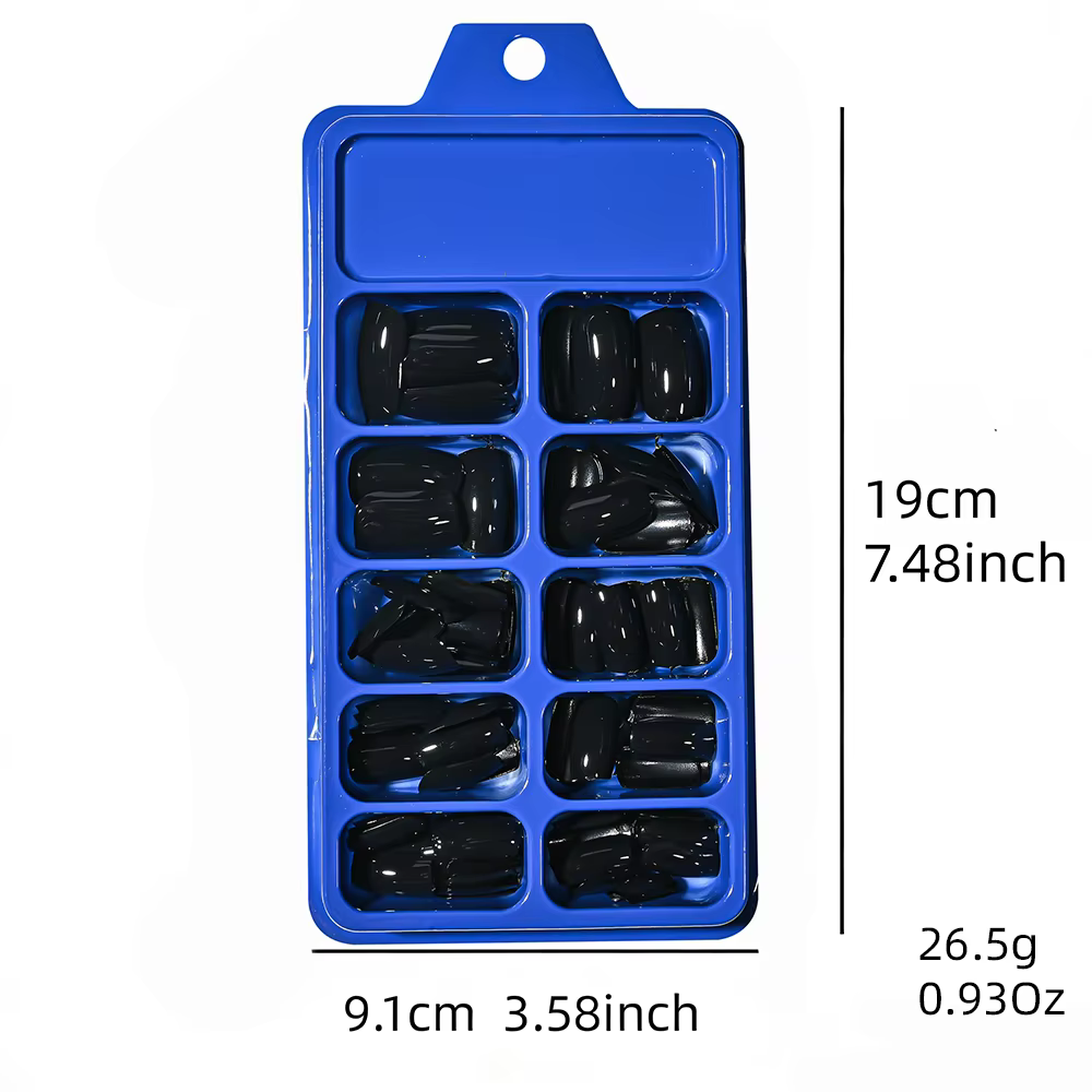 120 faux ongles noirs brillants par boîte