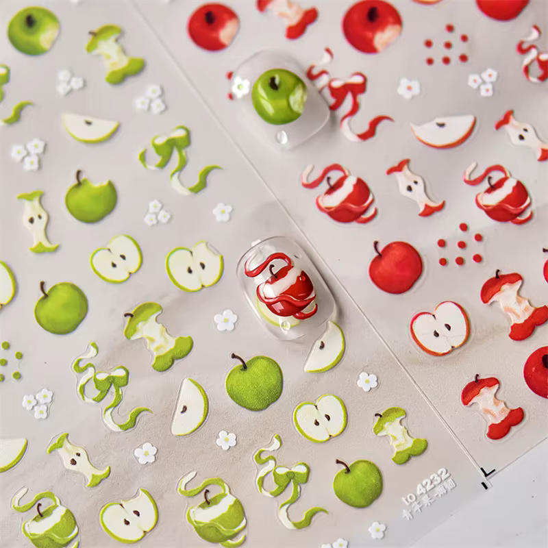 Autocollants pour ongles en gelée de fruits mignons 5D