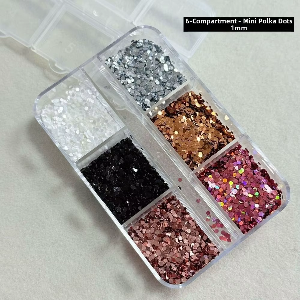 Décorations créatives pour ongles à 6 compartiments