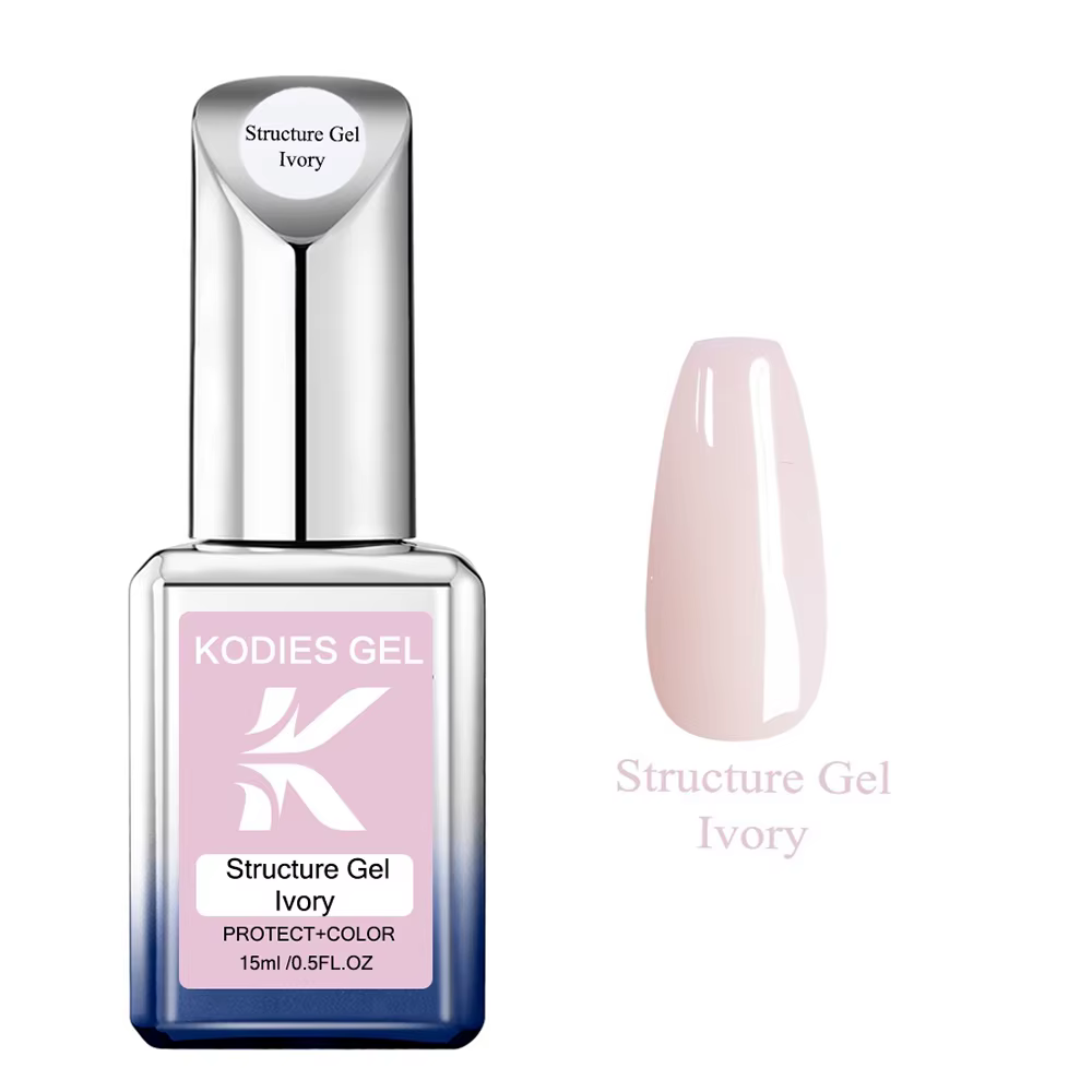 KODIES GEL Base en caoutchouc Gel vernis à ongles 15ML manucure française ivoire couleur Pastel naturel Structure UV Gel