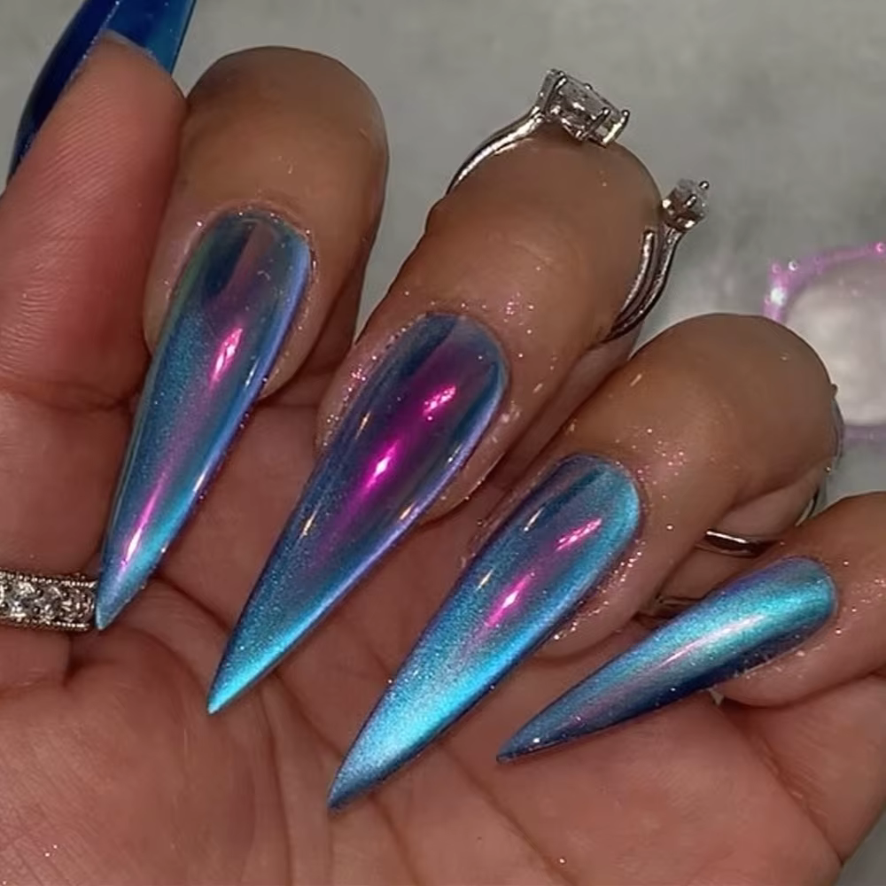 Perlé nu brillant Nail Art mode couleur unie amande faux ongles détachable fini