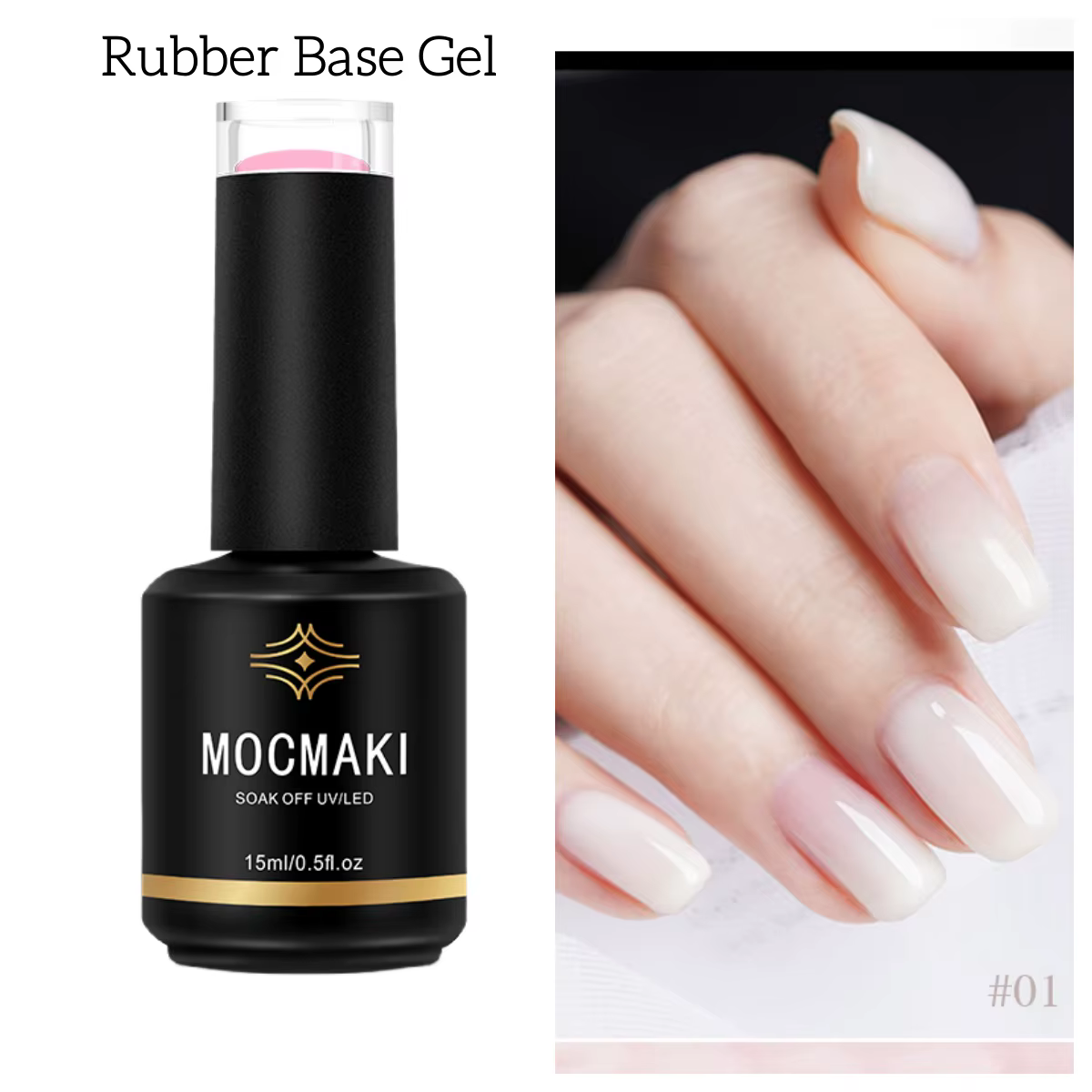 Mocmaki GEL Structure Gel Funny Bunny Rubber Base Gel Vernis à Ongles 15ML Semi-Permanent UV Soak Off Blanc Laiteux Gellak pour Manucure