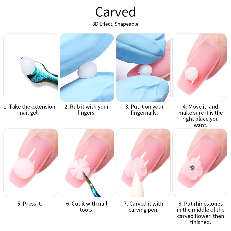 LILYCUTE 8ml clair antiadhésif main solide Extension vernis à ongles Gel 3D façonnage sculpture fleur acrylique UV Gel