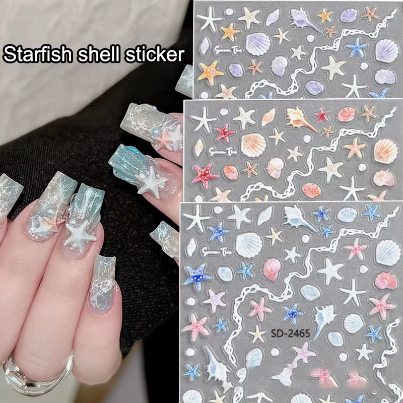 Autocollants pour ongles en coquillage d'étoile de mer