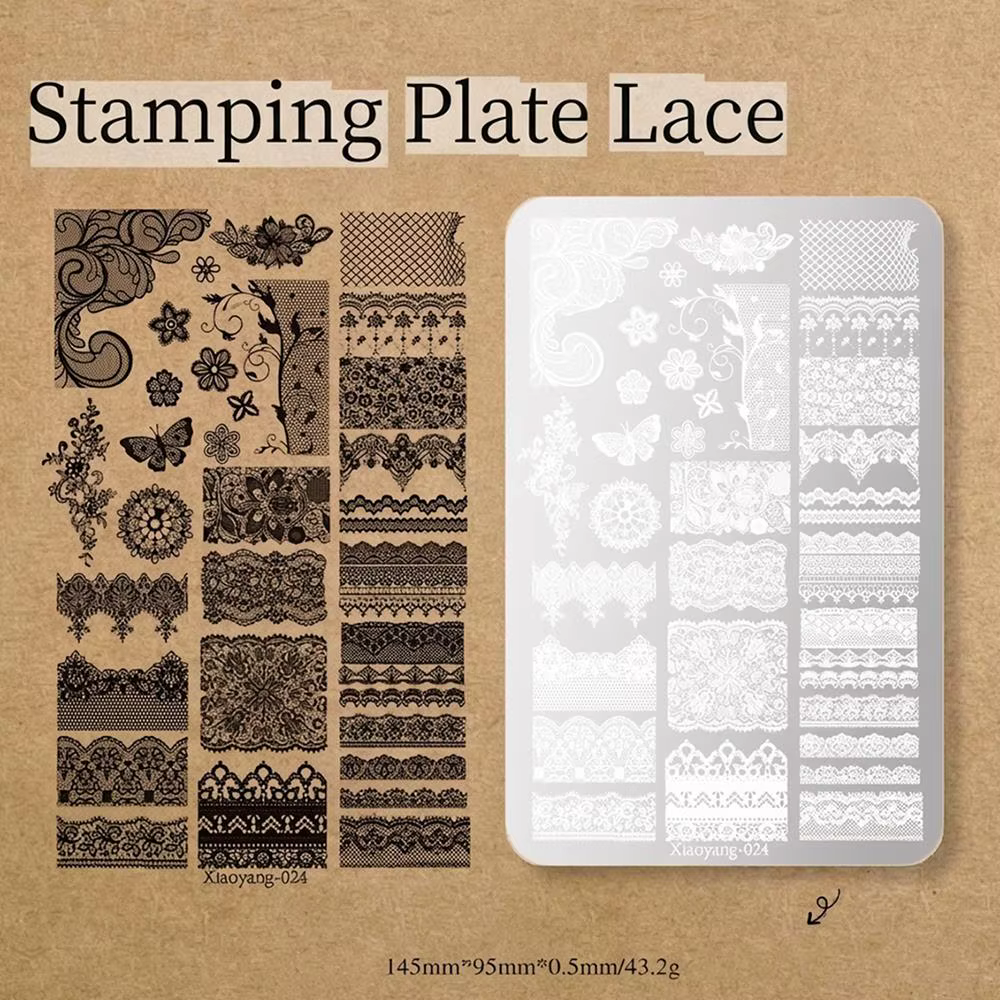 1 pièce Plaque de stamping pour nail art en dentelle française