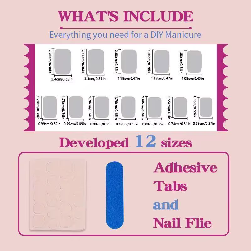 Nouveauté 2026 – 24 faux ongles noirs et blancs style punk gothique