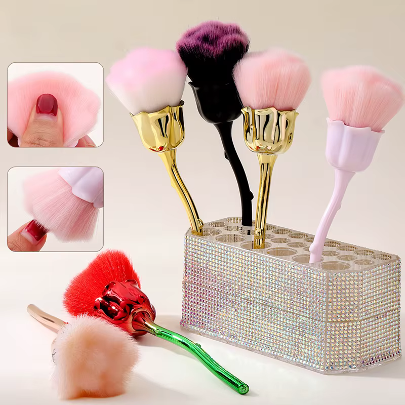Brosse pour Nail Art, fleur Rose