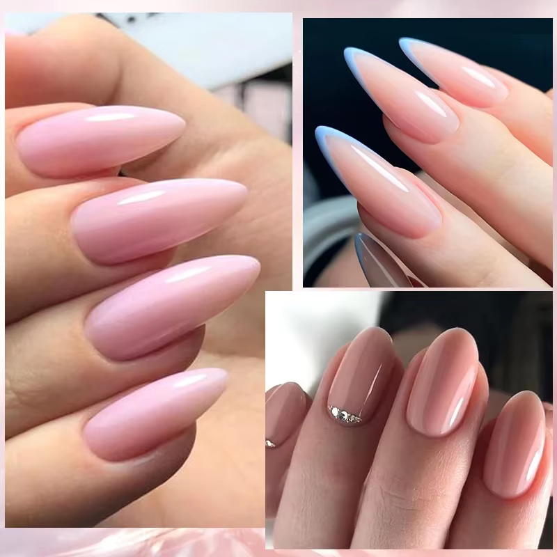 MSRUIOO Gel de base caoutchouc nude 8ml 2-en-1 semi-permanent pour nail art style français