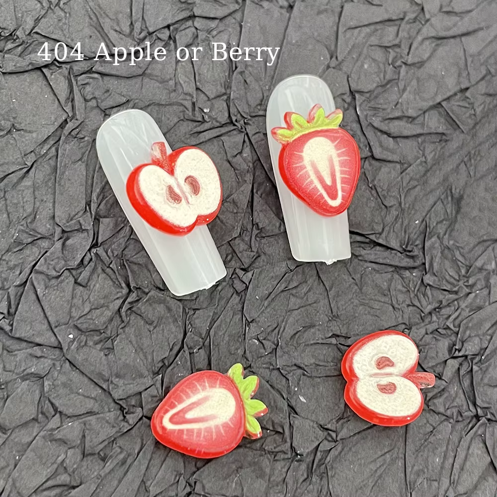 Momme ou Berry- Kiyomi coupe fruits rouges accessoire pour ongles Kawaii dessin animé pomme fraise résine décors