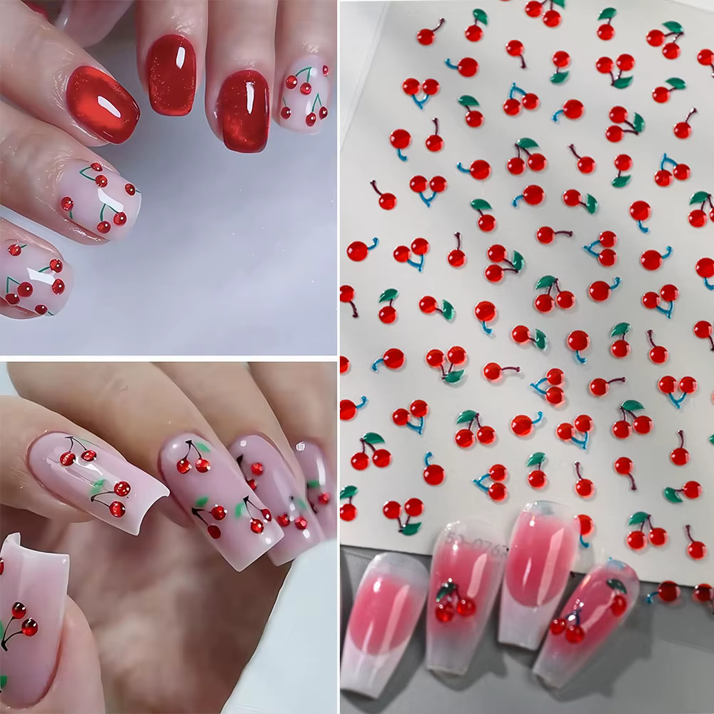 1/2 pièces Autocollants 5D en cristal rouge pour ongles