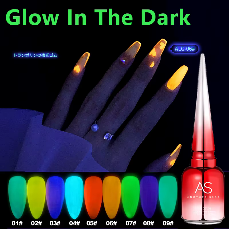 AS Vernis à ongles gel fluorescent vert qui brille dans le noir