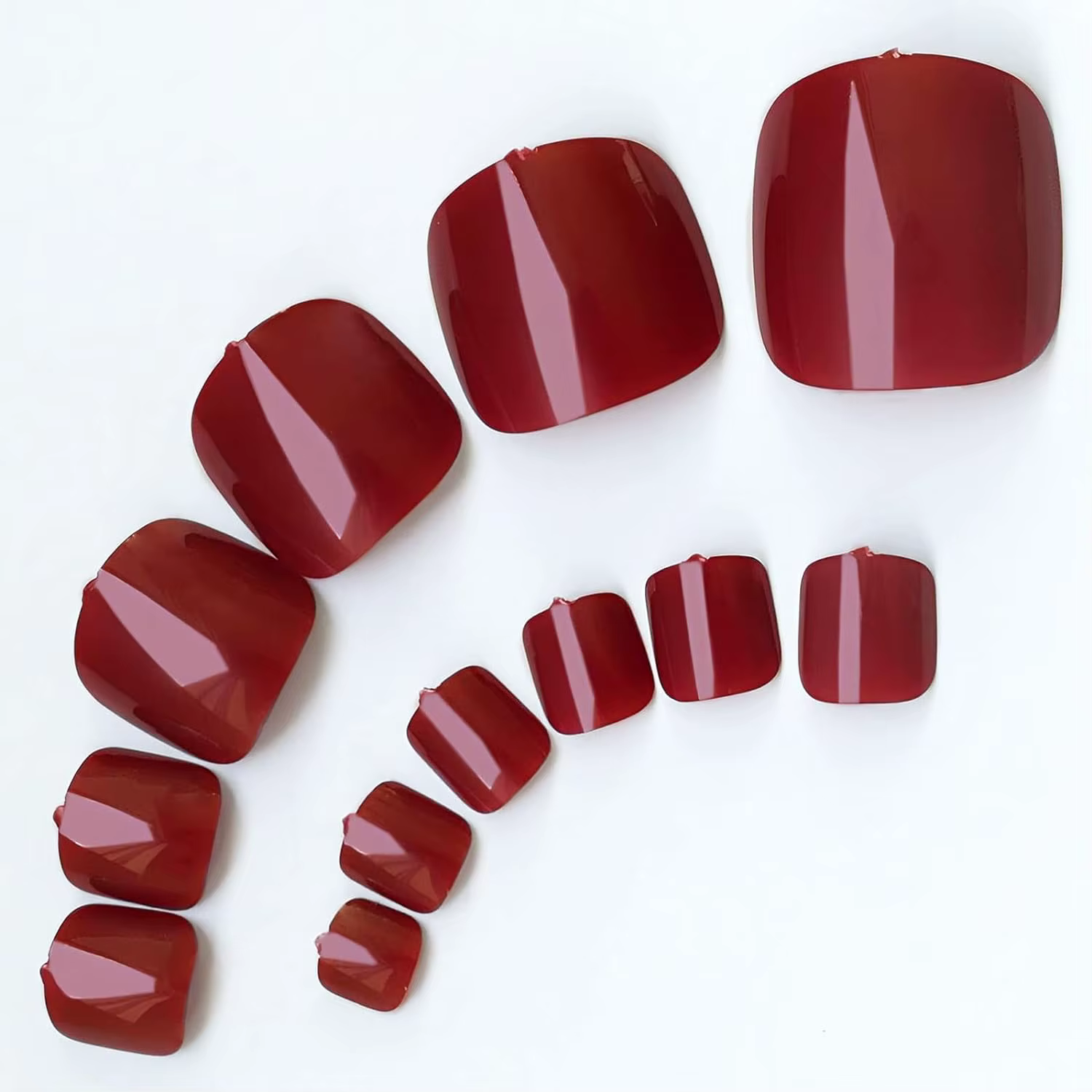 Lot de 24 faux ongles rouges français de 12 tailles