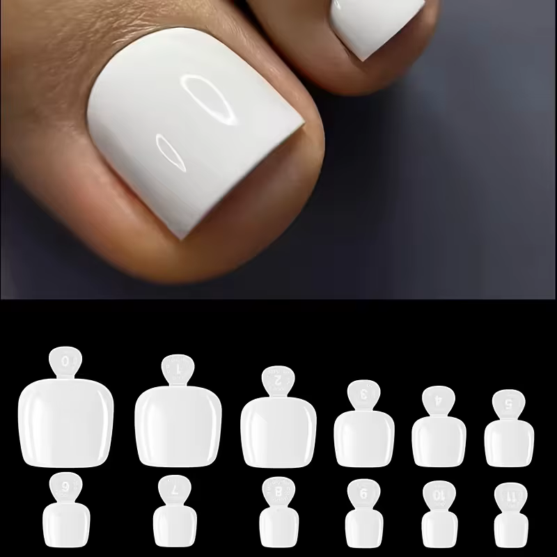 240 faux ongles de pieds compressés blancs - Couverture complète