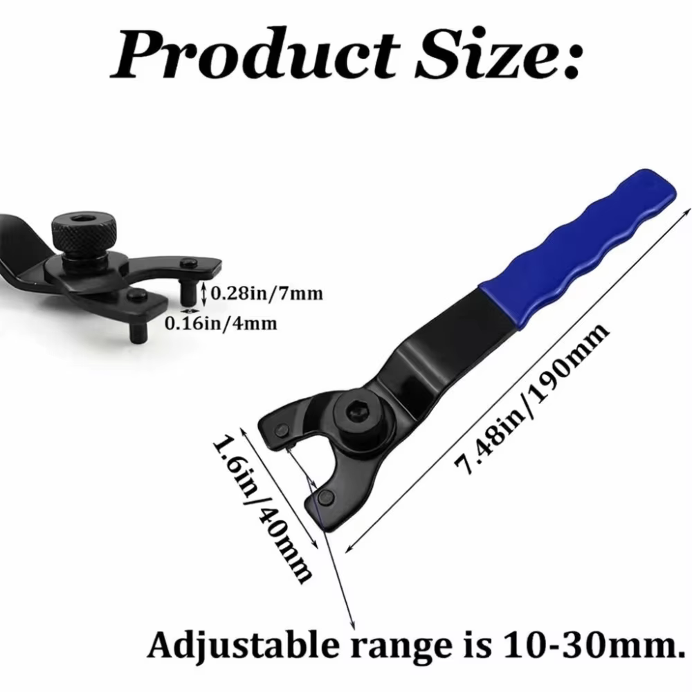 Clé à molette réglable pour meuleuse d'angle, design portable, 19 cm, qualité supérieure pour réparation