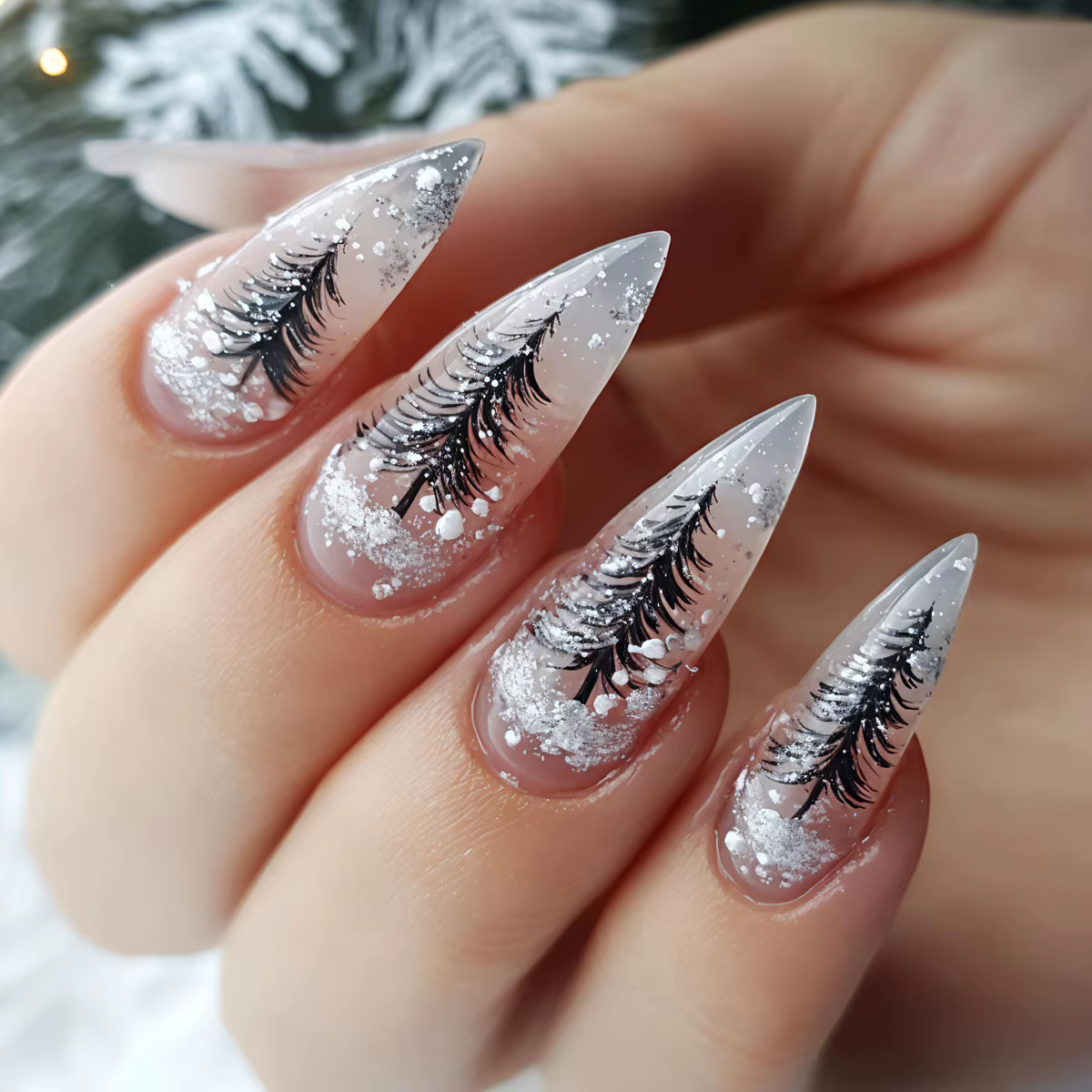 Faux ongles mi-longs pour fête de noël