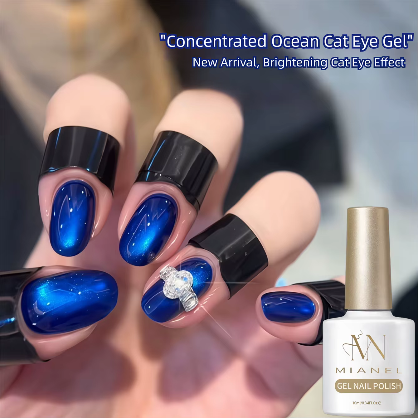 MIANEL 2026 Gel UV pour ongles effet œil de chat bleu