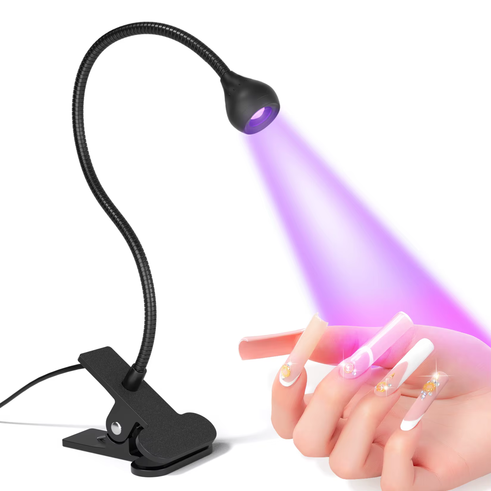 Sèche-ongles lumière UV lampe à ongles 395nm longueur d'onde Clip-on bureau Mini USB
