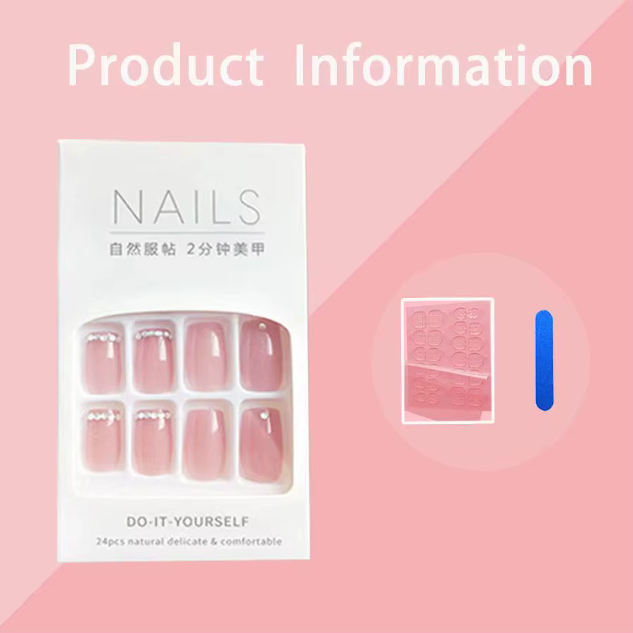 24 faux ongles à presser en blanc