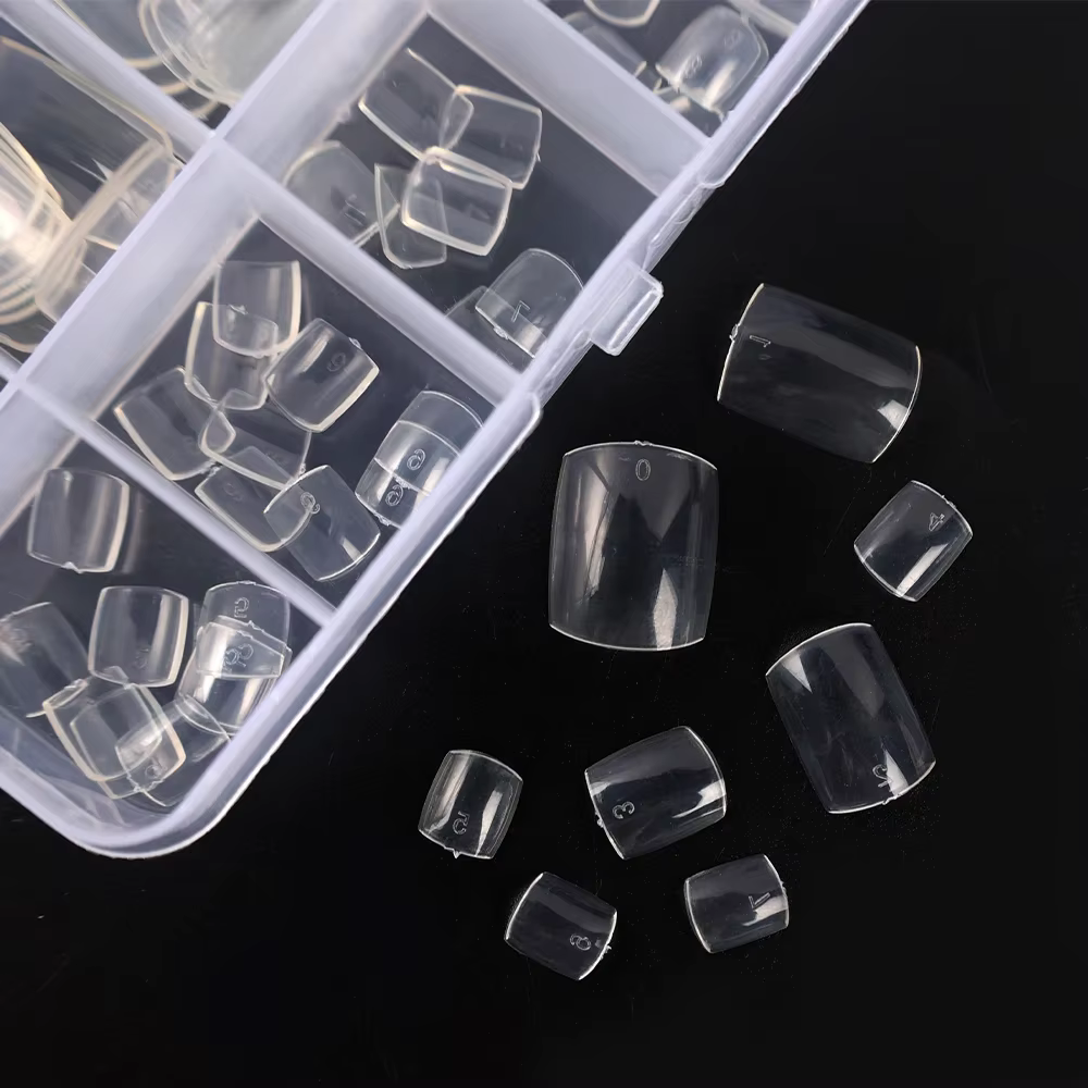 100 pièces faux ongles carrés couverture complète naturel blanc clair artificiel