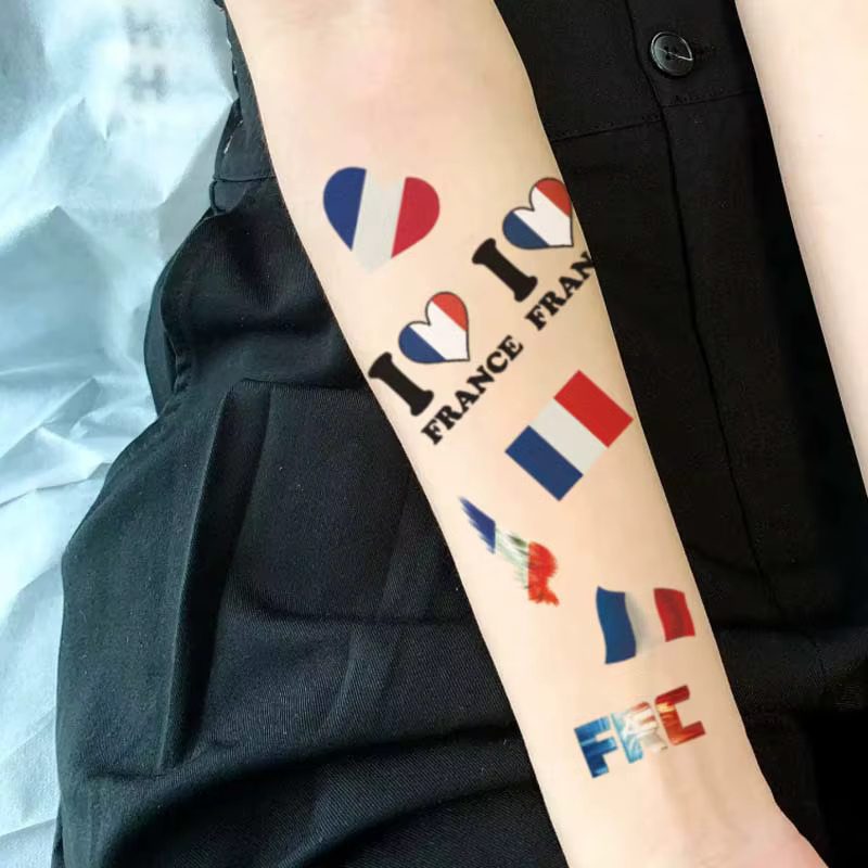 Autocollant de tatouage temporaire à sensation française, faux tatouage réaliste, imperméable et durable, non-ZE, pour hommes et femmes