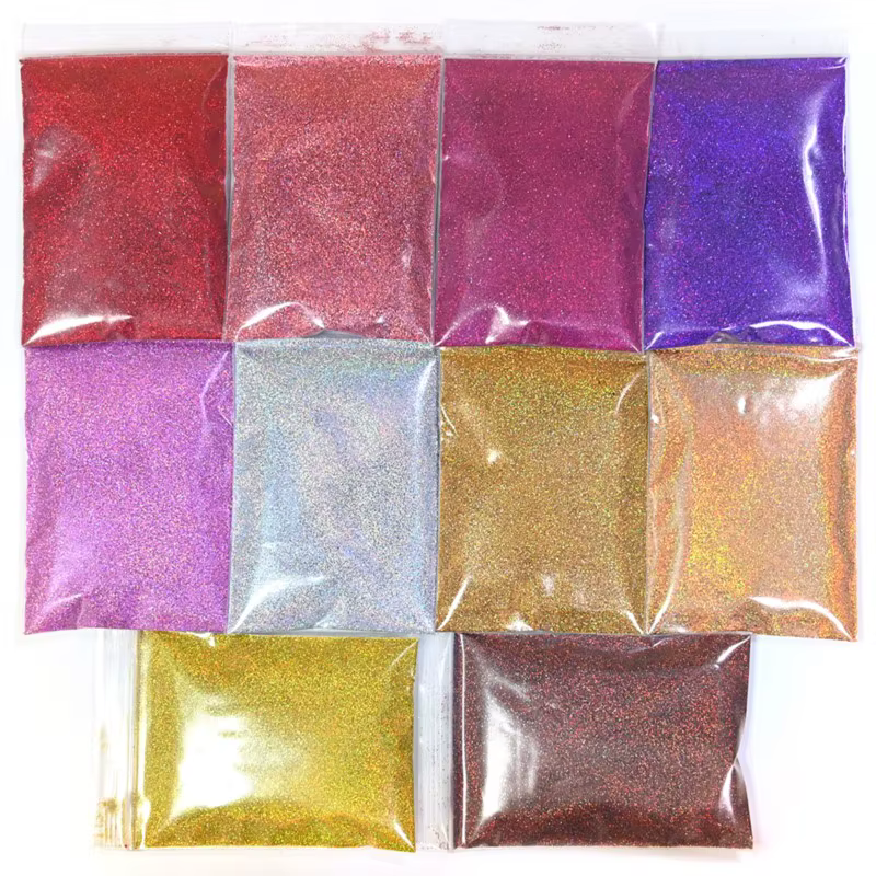 Poudre de paillettes holographiques arc-en-ciel pour les ongles