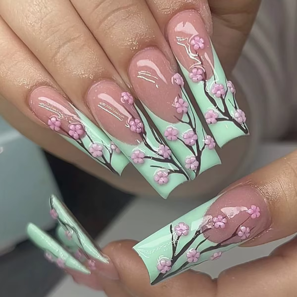 Faux ongles carrés mi-longs pour femmes et filles