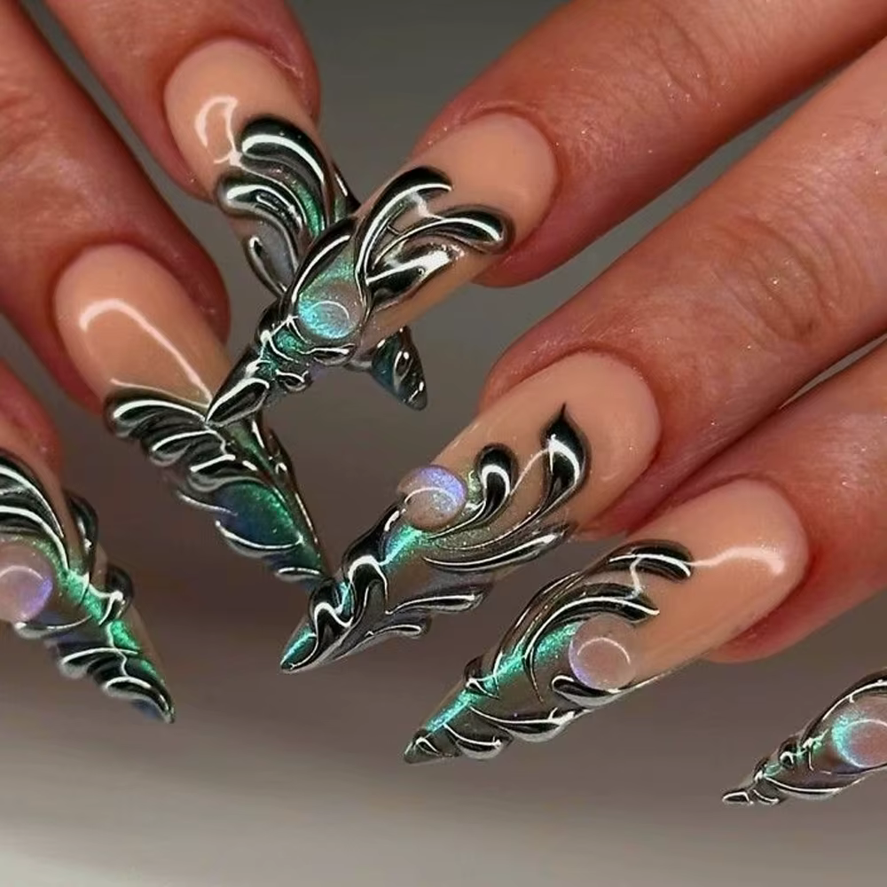 1/2PCS Poudre à Frotter Chrome Effet Miroir Métallique Or Argent Ultra Fine pour Nail Art