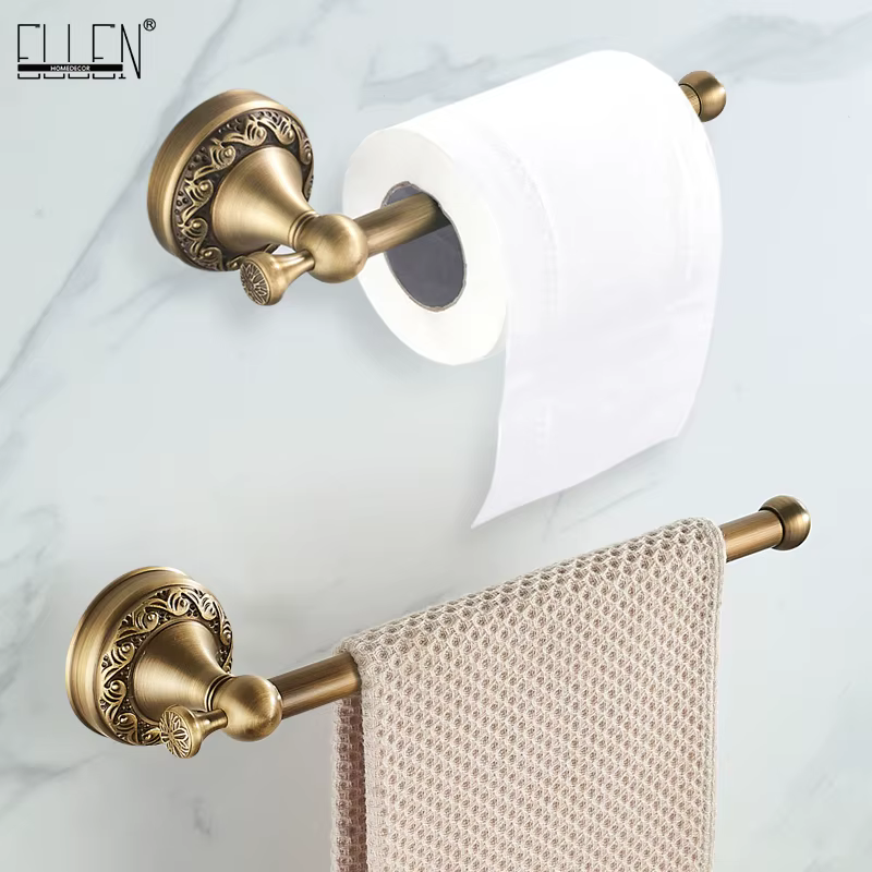 Ensemble d'accessoires de salle de bains en laiton Antique, 2 pièces, distributeur de serviettes et porte-papier hygiénique en Bronze pour salle de bains mural