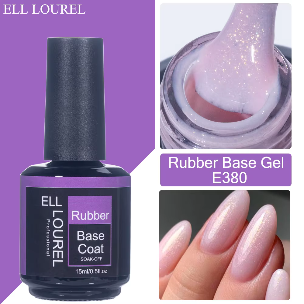 ELL LOUREL Base en caoutchouc Gel vernis à ongles brillant couleur rose