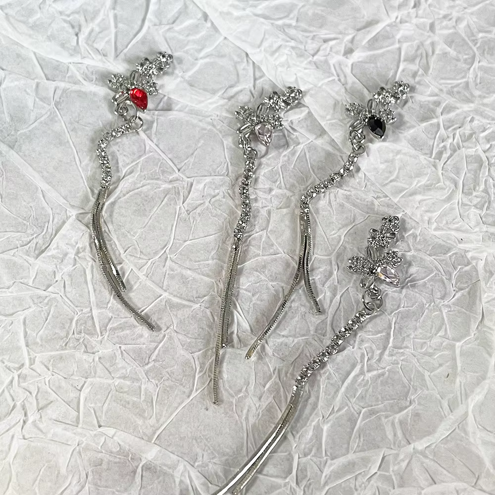 Vigne florale-chromé ongles bijoux chaînes Niche Design fleur XL gland pendentif accessoire bricolage UV Gel vernis