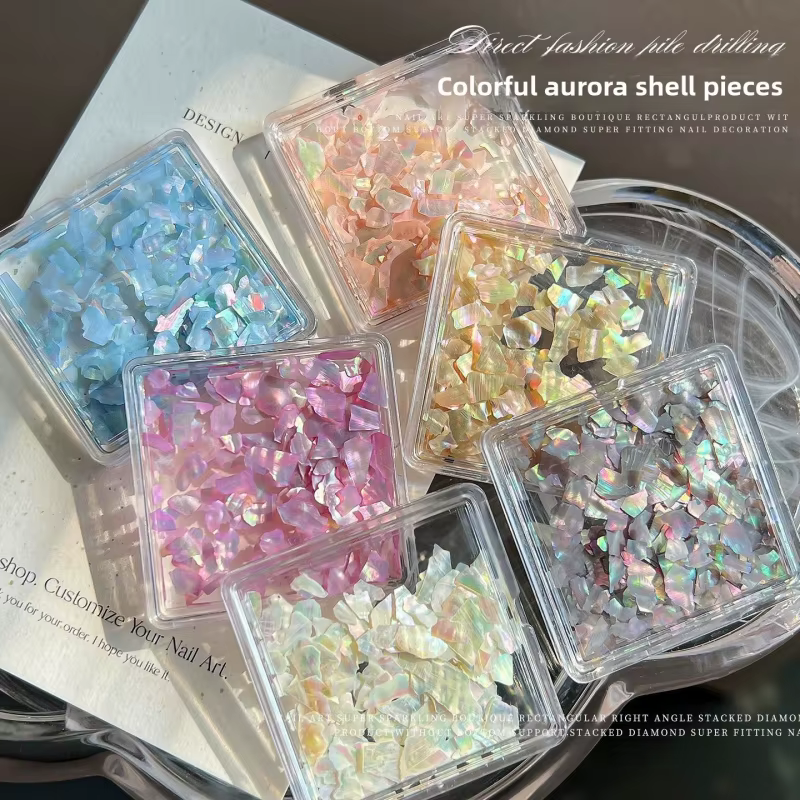 Décorations d'ongles irrégulières en sequins coquillage