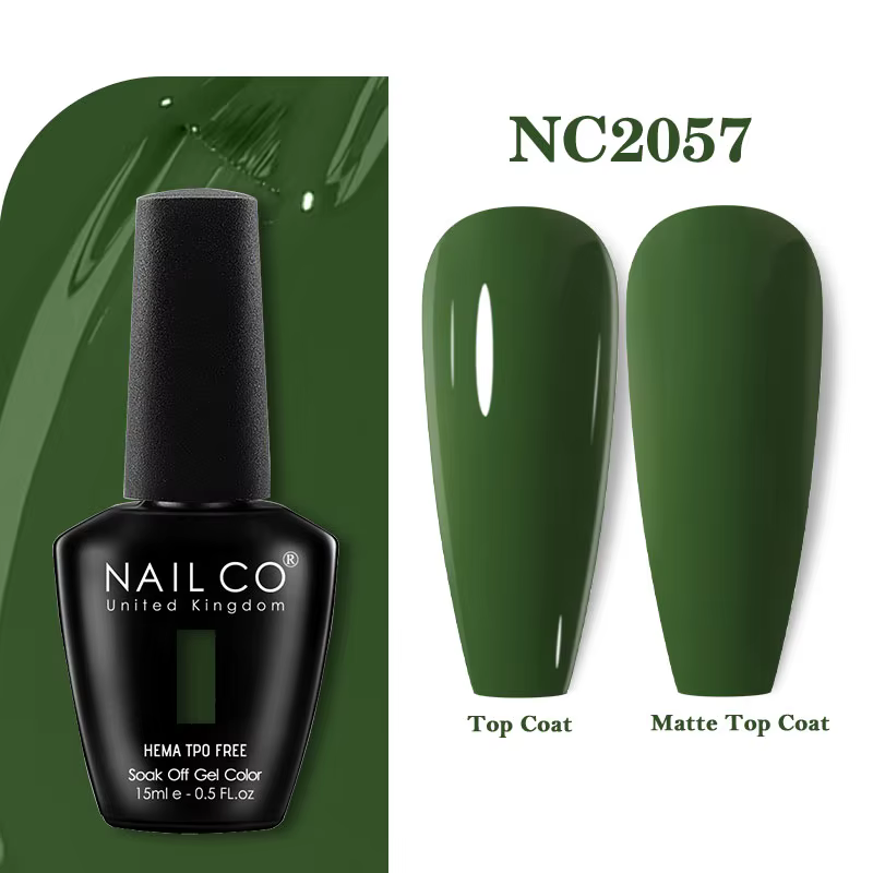 NAILCO 15ml série verte couleur foncée Gel vernis à ongles hybride durable pour Base mat couche de finition manucure tremper UV LED Nail Art Gel