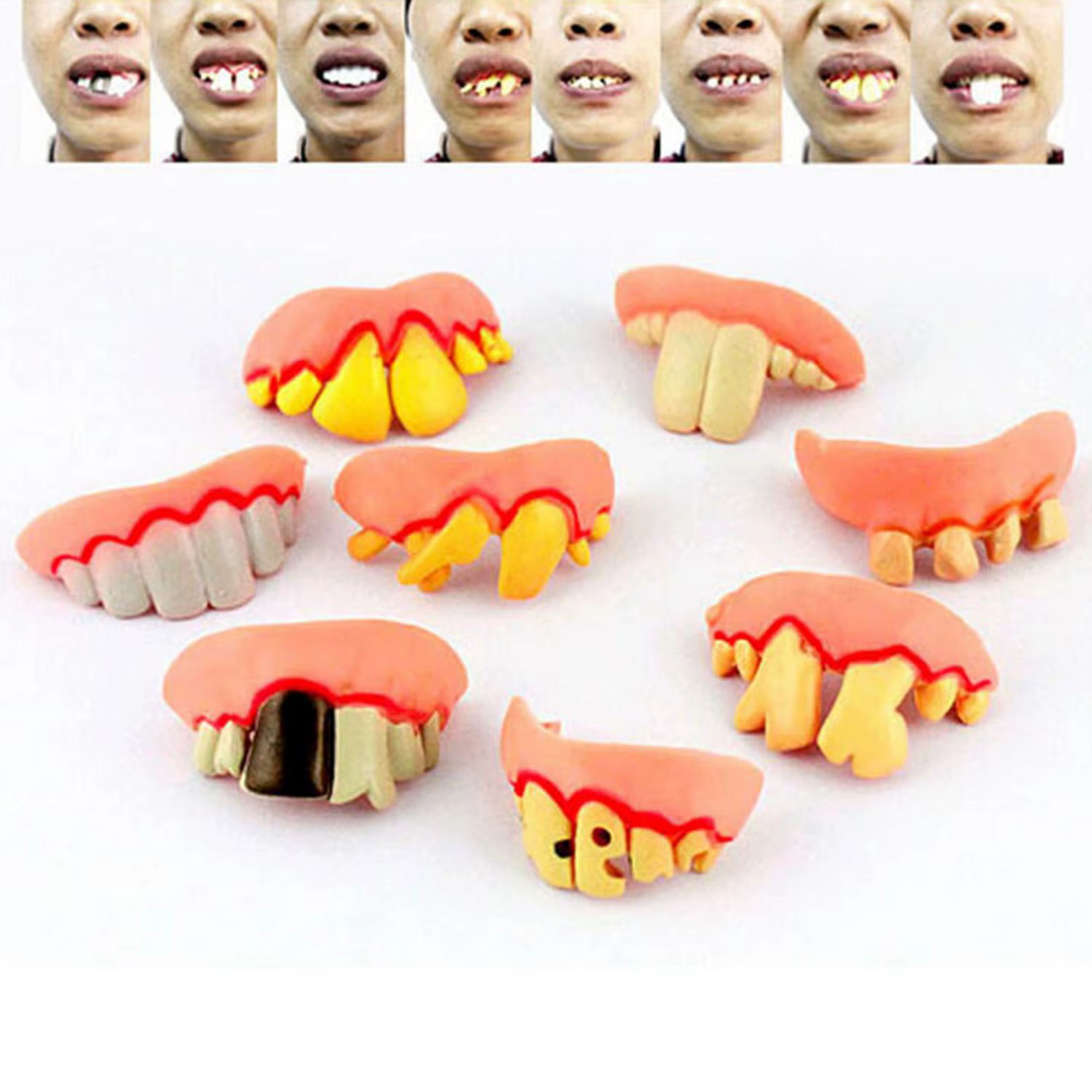 1 paire de fausses dents crocs drôles, accessoire de Costume de Cosplay, fournitures de fête, Halloween Cosplay, prothèses humoristiques, cadeau du poisson d'avril