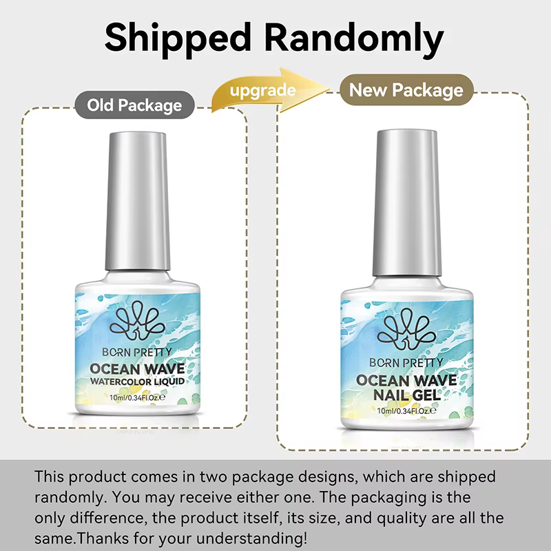 BORN PRETTY 1/2Pcs Ocean Wave Watercolor Liquid Gel Nail Polish Set White