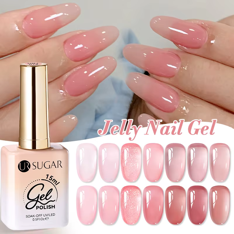 UR SUGAR 15ml gelée nue Gel vernis à ongles rose clair translucide couleur tremper UV LED Gel