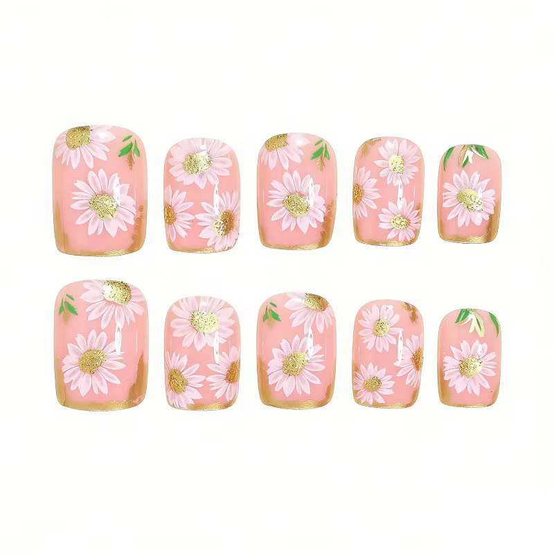 24 faux ongles à presser printemps-été