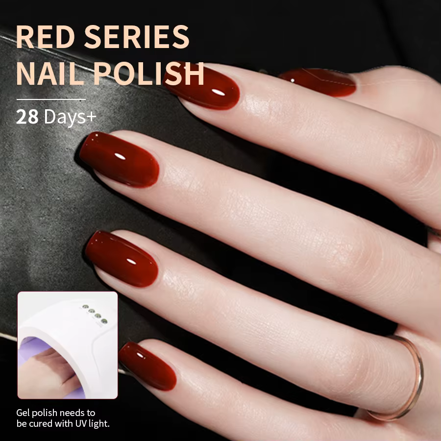 RS NACanon-Verhéritage à Ongles Gel UV Rouge à Paillettes Magnétiques