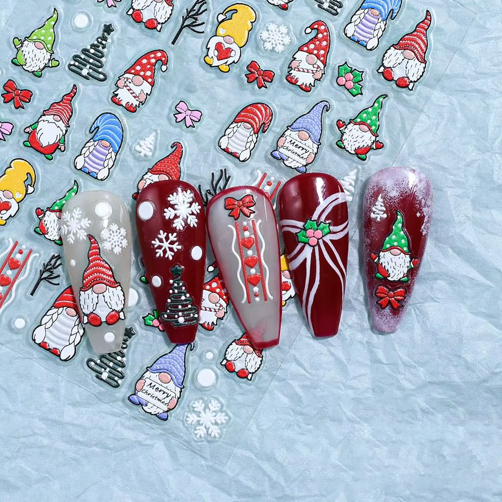 Autocollants de manucure de noël mignons