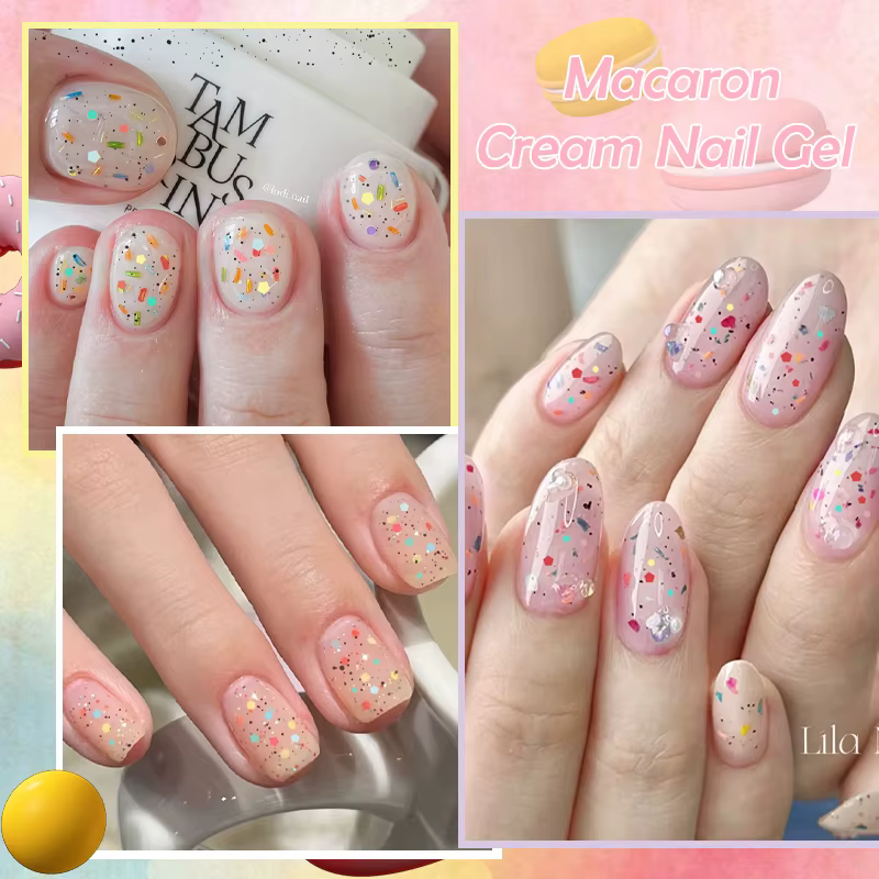 LILYCUTE 7ml Macaron crème ongles Gel paillettes