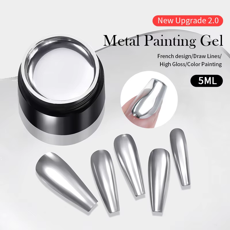 BORN PRETTY 5ml peinture métallique Gel vernis forte argent Effection Nail Art tremper Gel