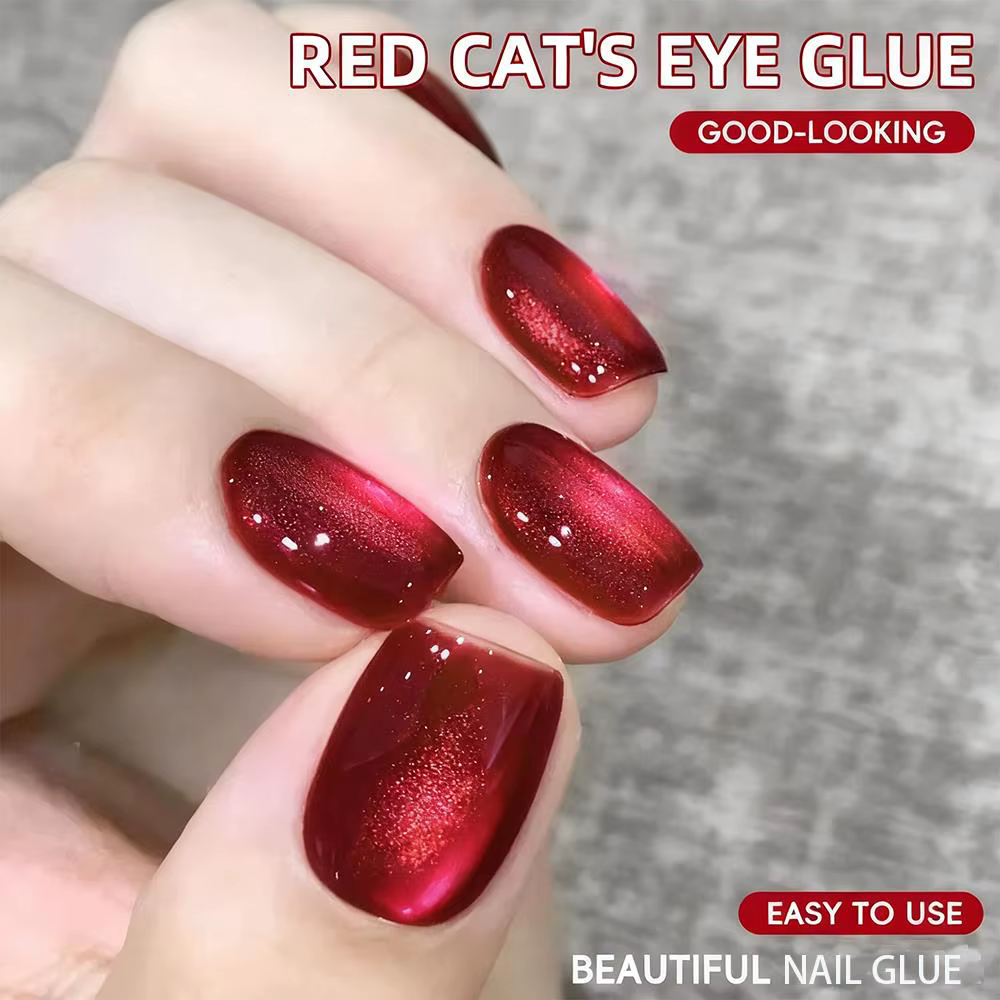 10ml noël rouge oeil de chat Gel vernis à ongles scintillant rubis