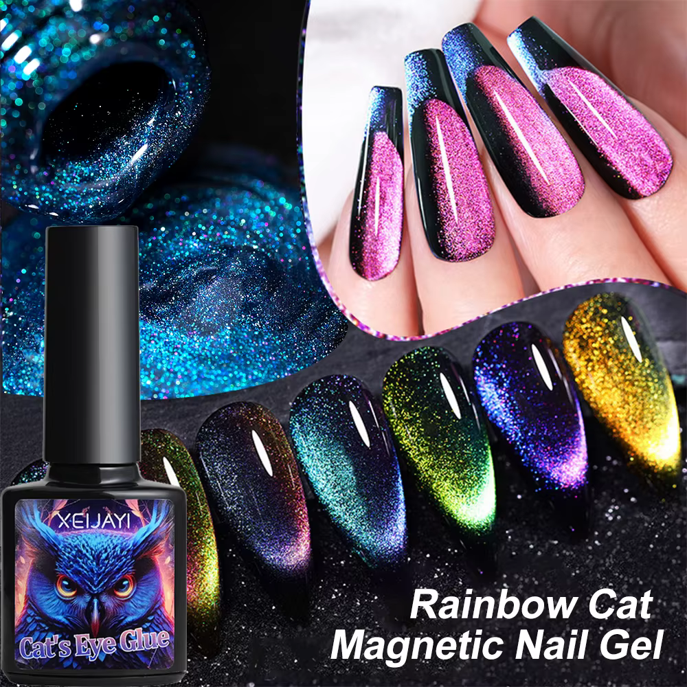Verhéritage à ongles magnétique chat arc-en-ciel