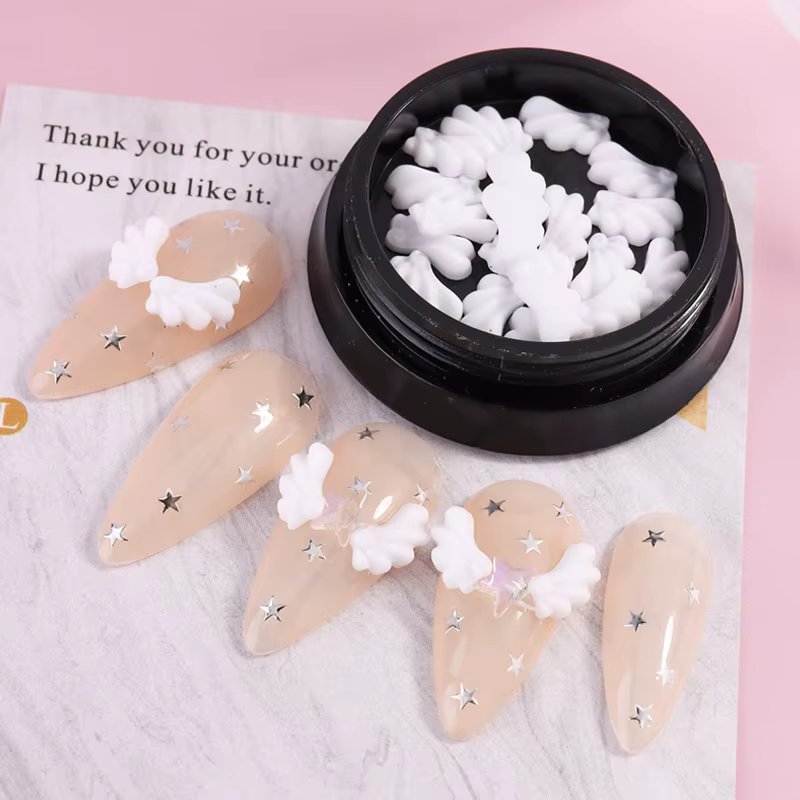 Décorations d'art d'ongles en forme d'ailes d'ange blanches | Accessoires pour ongles de style japonais mignon