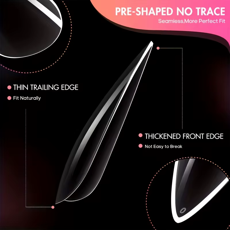 120 pièces de faux ongles transparents en forme de cercueil/mandarine/avrilien/carré/ovale/autres formes