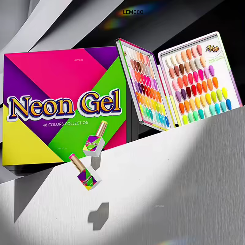 Eleanos Neon Macaron 48 couleurs ensemble de vernis à ongles Fluorescent avec livre d'affichage couleur couverture