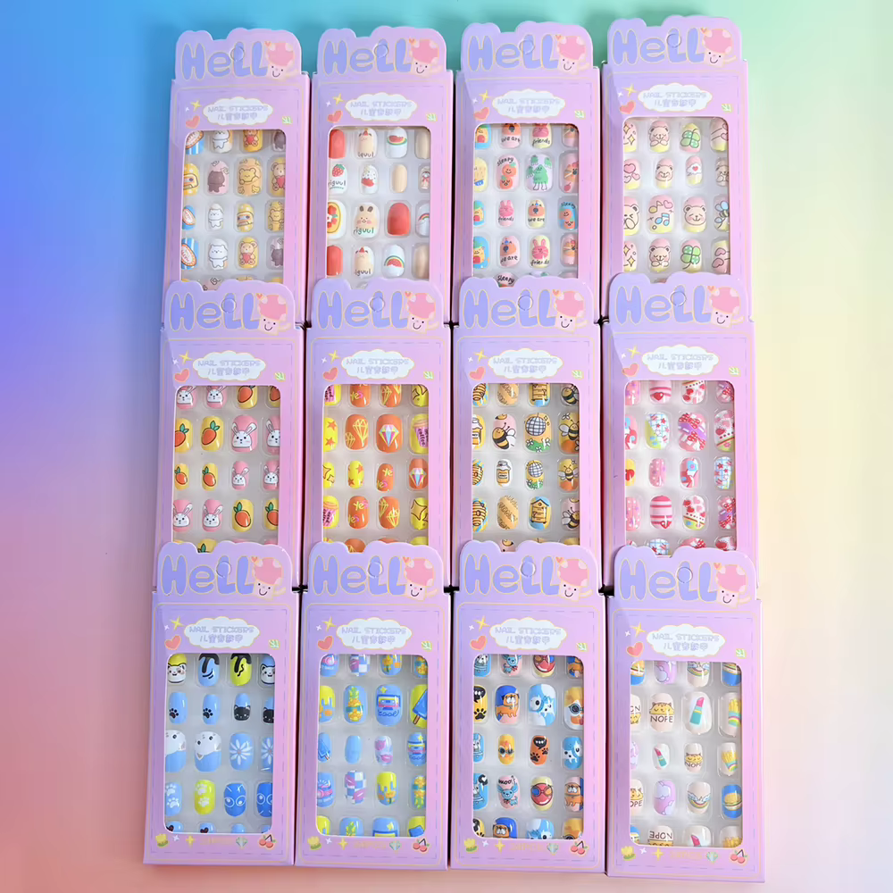 120 pièces/boîte, faux ongles pour enfants