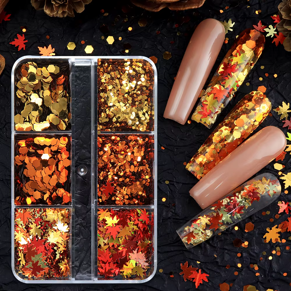 Automne Nail Art paillettes